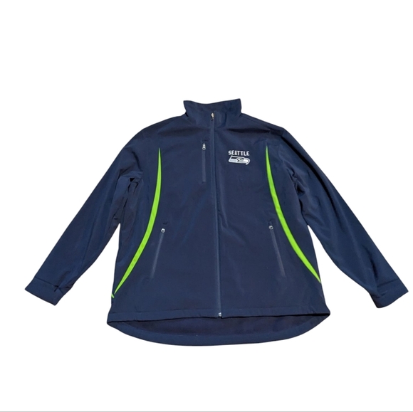 Seattle Seahawks Blue Full Zip Jacket Long Sleeve Football NFL GIII 3XL Gorpcore - Picture 1 of 7